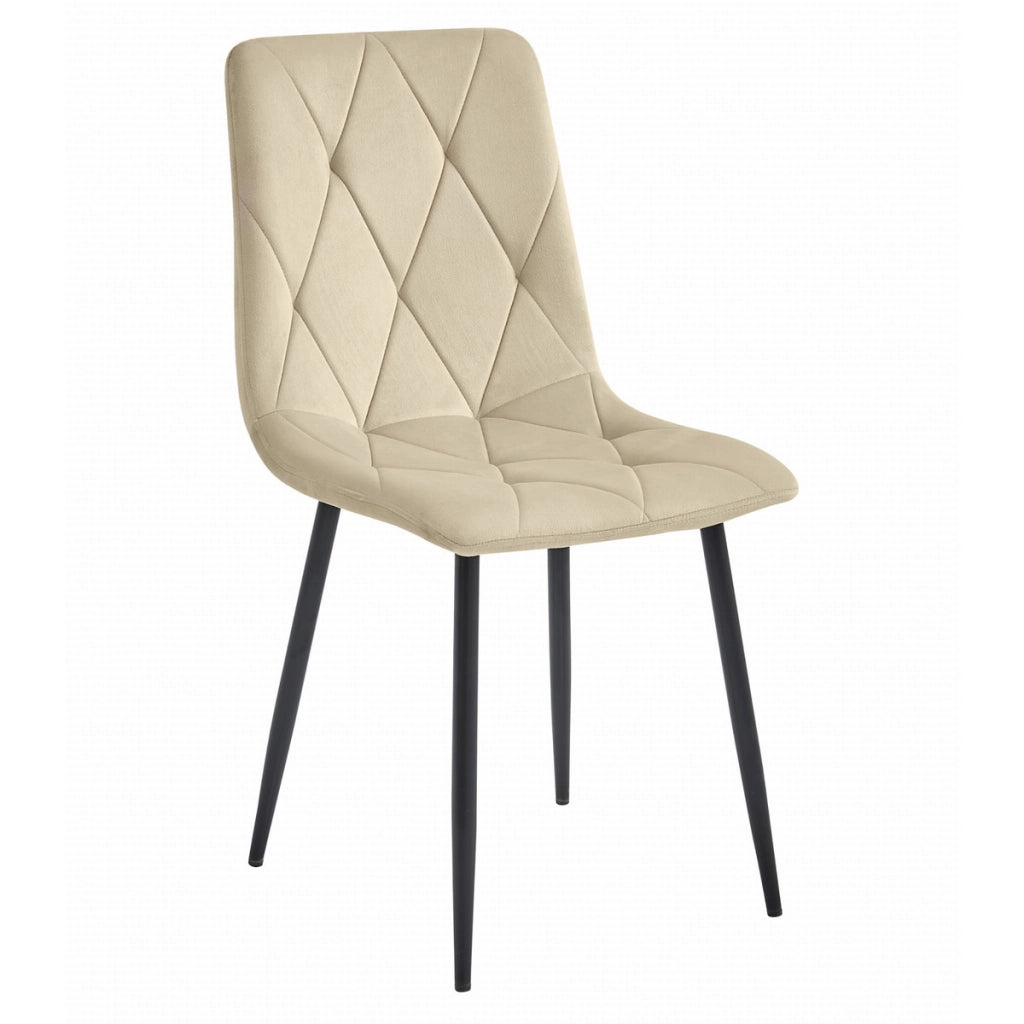 Sedia Libra in velluto beige con gambe nere