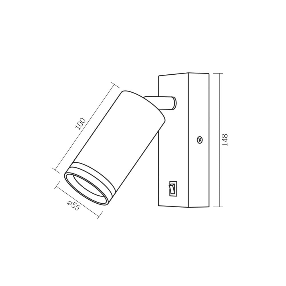 Applique tubolare nera orientabile con interruttore GU10 Videx