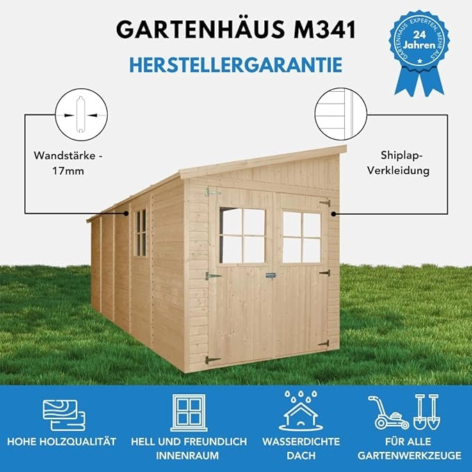 Casa da giardino in legno (senza parete laterale) - 9,91 m?² - TIMBELA M341