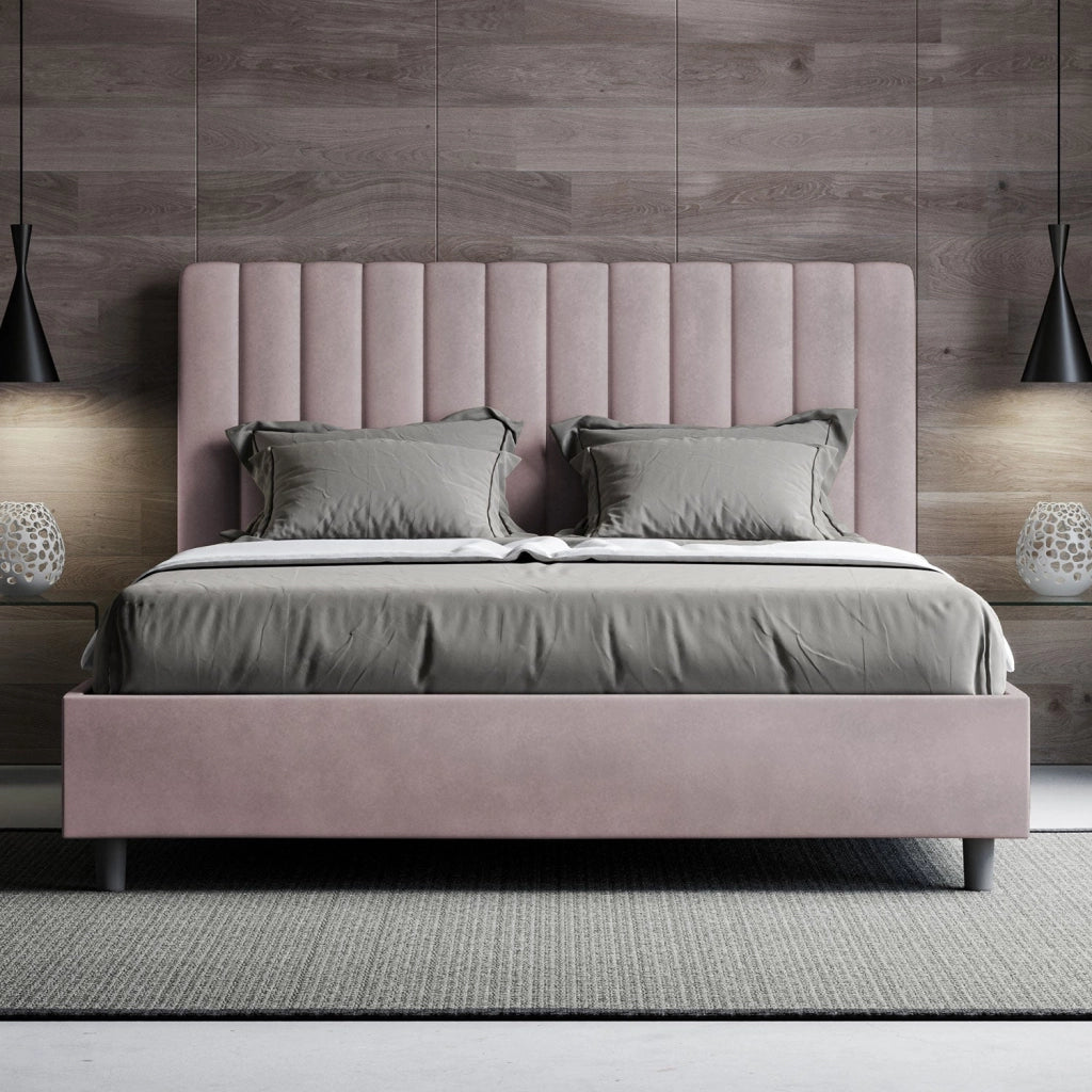 ityhome Letto matrimoniale king size con rete imbottito 170x200 microfibra glicine Agueda