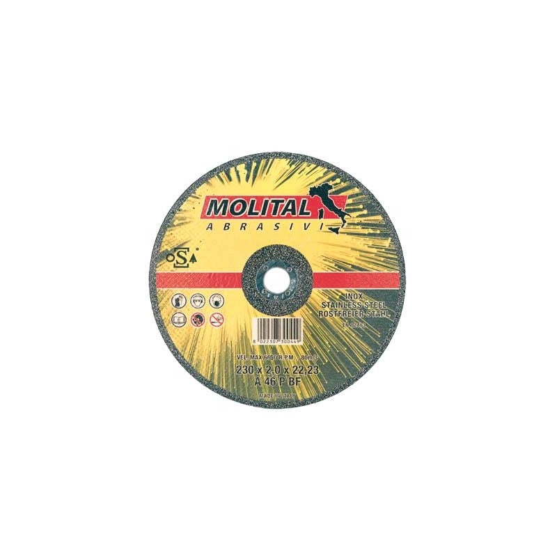 DISCO DA TAGLIO PER INOX MOLITAL Ø 230x2,0 mm - 25 pezzi- MOLITAL