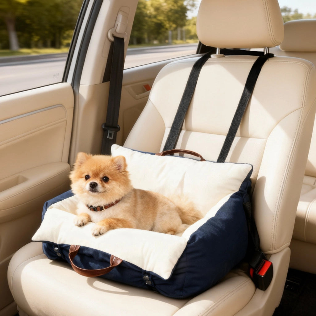 Cuscino per auto per cani ¨C Minimal ¨C Blu, lavabile, per animali fino a 5 kg