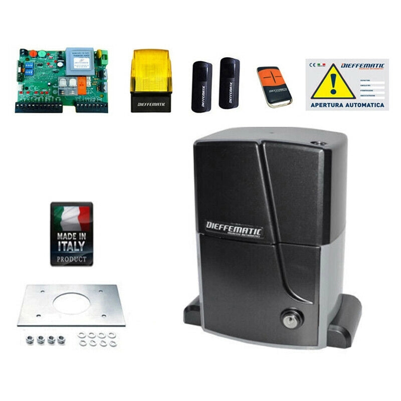KIT AUTOMATISMO CANCELLO SCORREVOLE 20 Q.LI ELETTRICO RADIO FOTOCELLULE LAMPEGG