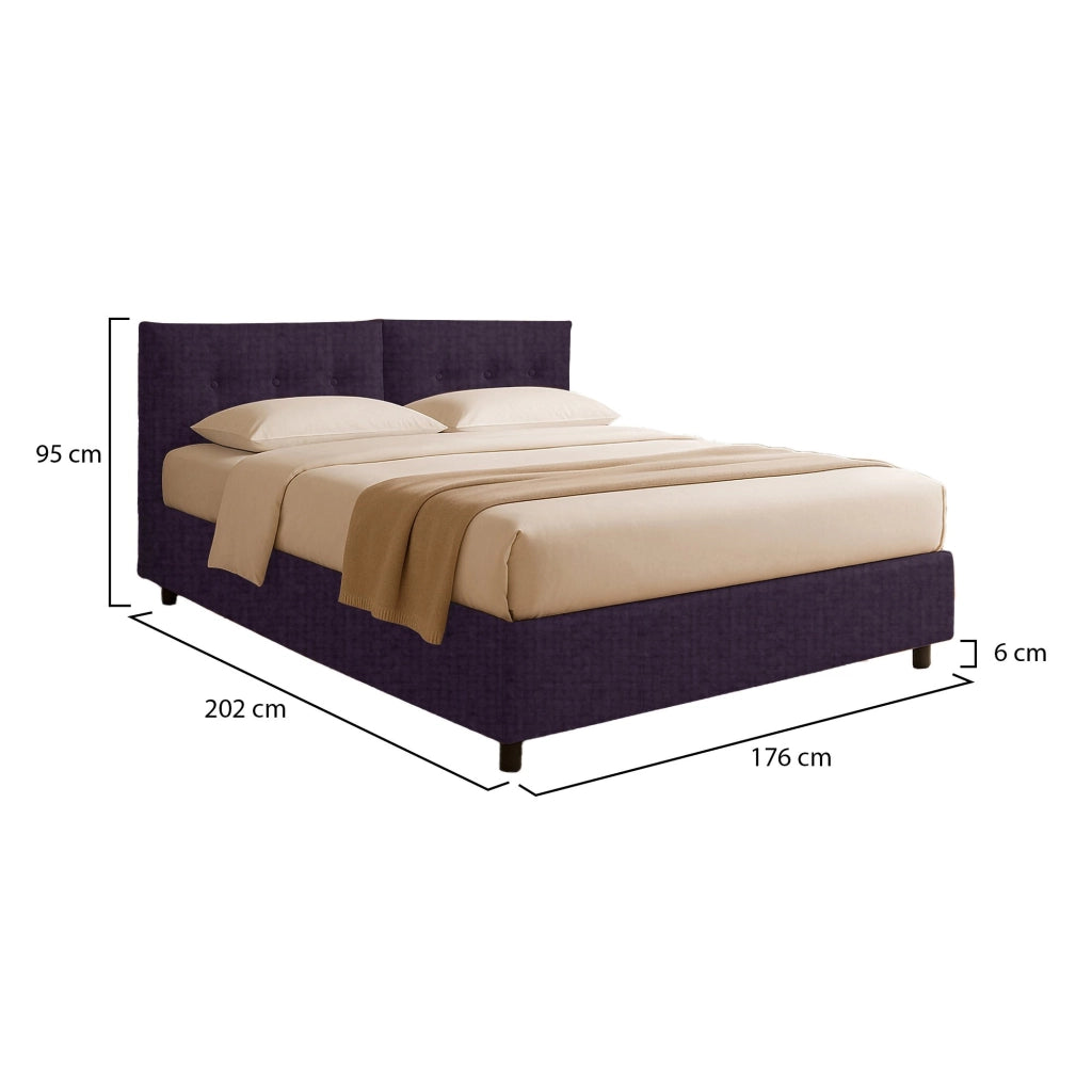 Derby, Letto Matrimoniale Sfoderabile Made in Italy, Viola
