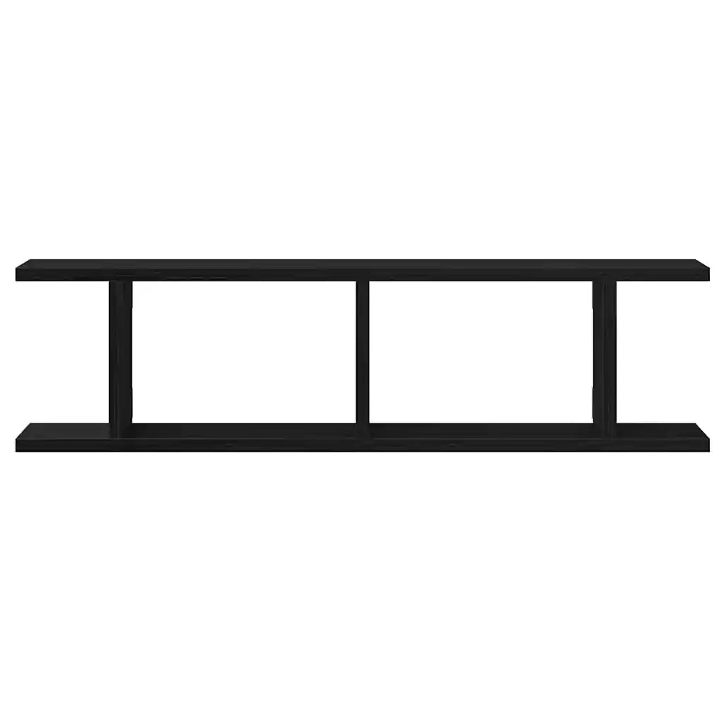 2 pz Mensole da Parete | Scaffali a Parete | Ripiano a parete Rovere Nero 75x18x20 cm in Truciolato