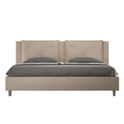 BS COM Letto con rete imbottito 180x190 similpelle tortora
