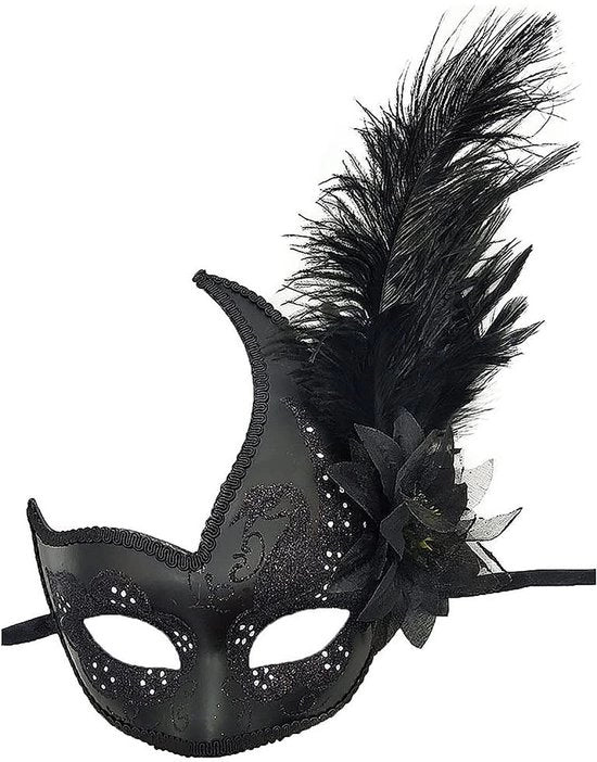 Maschera Veneziana con Strass - Quadrafacial - Maschera Oculare - Maschera da Festa - Carnevale - Misura Universale - Materiale di Alta Qualità