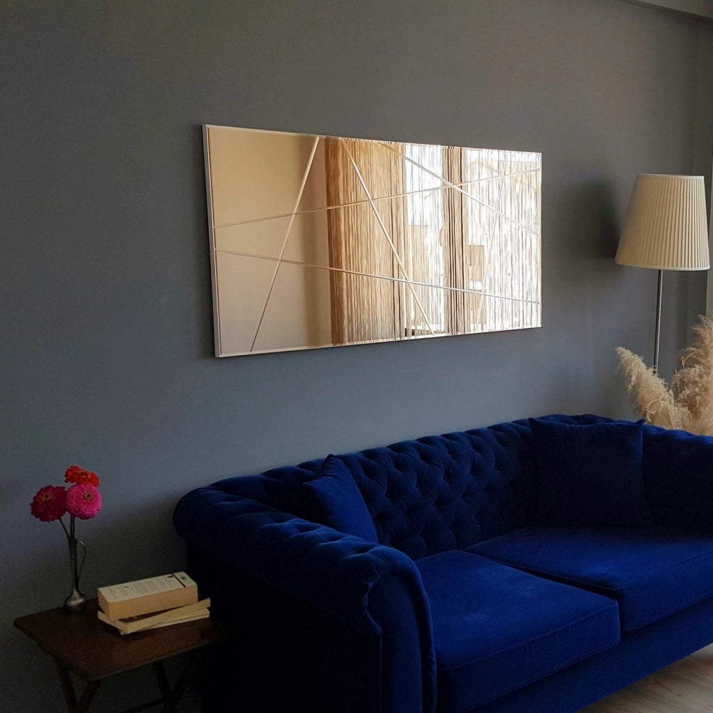 Salve, Specchio Dettagli Geometrici, 62x130h cm Marrone Bronzo