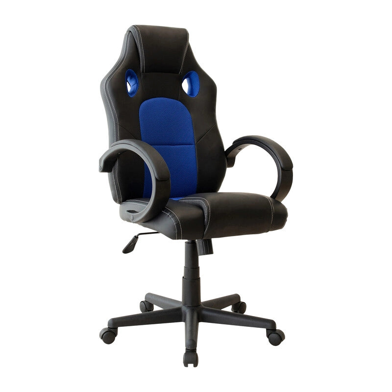 *POLTRONA MOD.RACING SIMILPELLE NERA/BLU- 1,0 pz