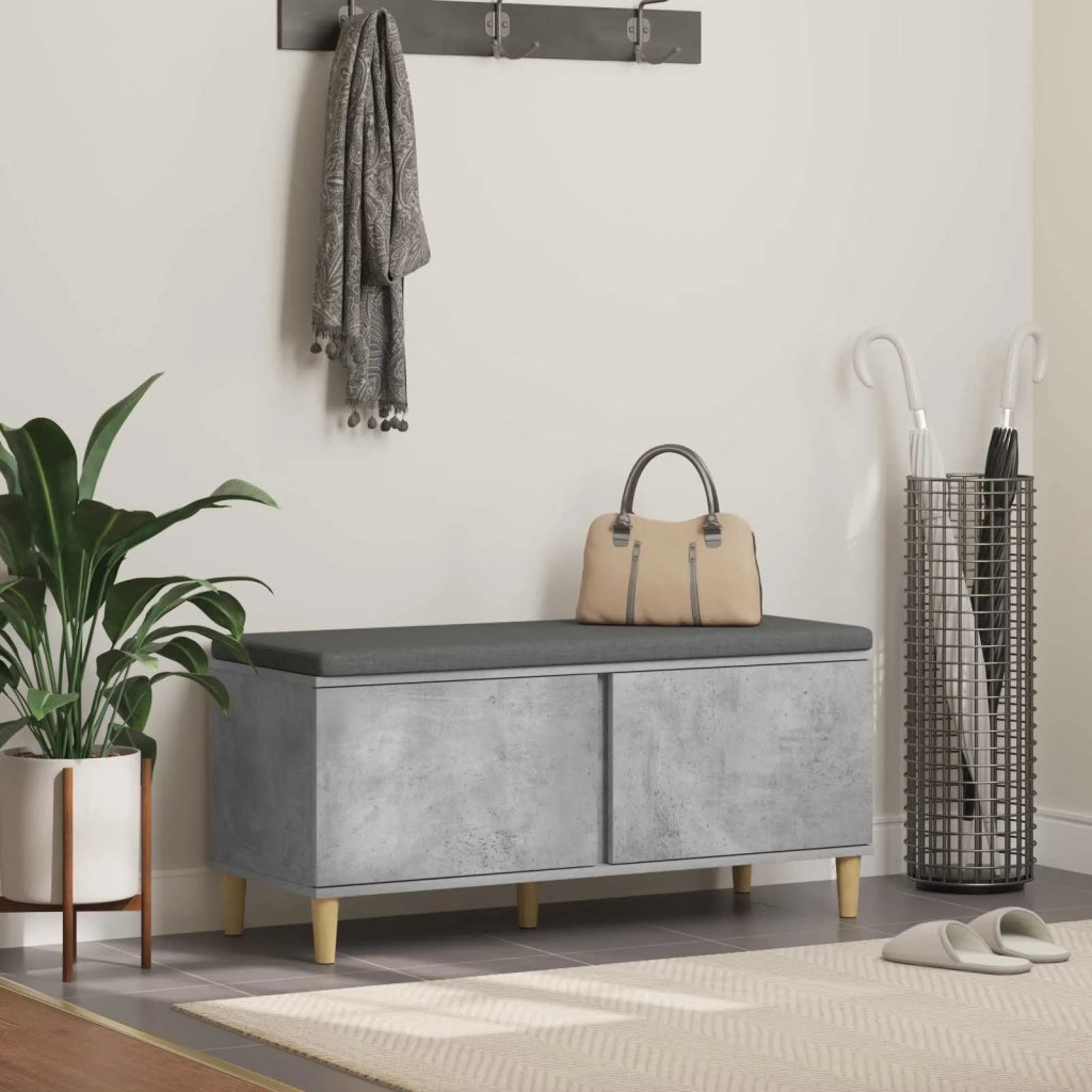 Panca per ingresso con cuscino Grigio Cemento 100 x 38 x 46 cm 891539