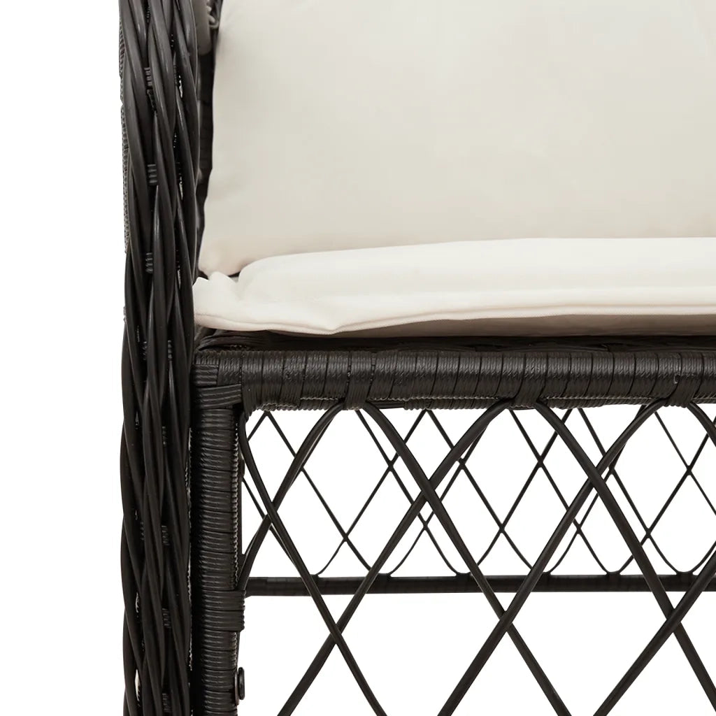 Set da Pranzo da Giardino 9 pz con Cuscini Nero in Polyrattan 3212095