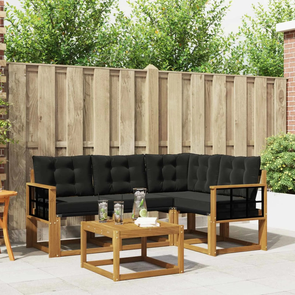 Set di divani da esterno con cuscino 5 pcs Naturale e Nero 3368647