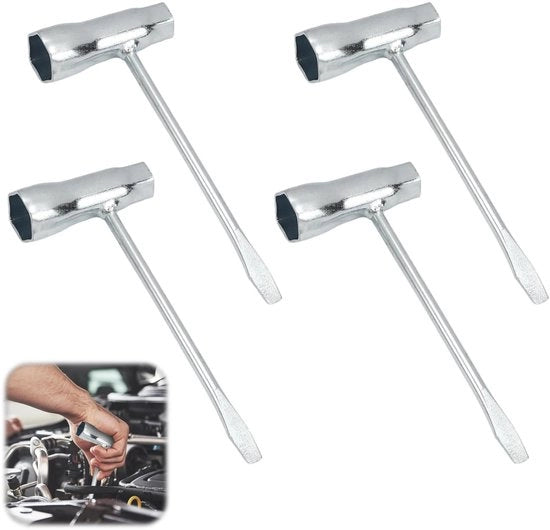 Kit di chiavi per seghe a catena - 4 pezzi - Chiave a stantuffo 13mm/19mm - Chiave T per seghe a motore - Chiave per seghe a motore - Acciaio di alta qualità