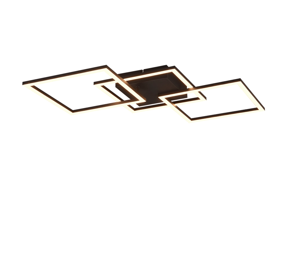 Plafoniera LED, metallo, nero opaco, 74,5x7x35,2 cm, Trail