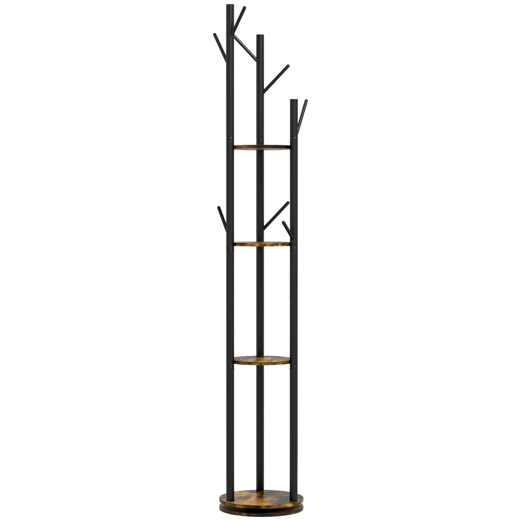Appendiabiti con Mensole e Ganci ¨C Minimal ¨C Marrone 30x175cm