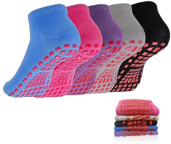 Calze Antiscivolo - 5 Paia - Calze per Yoga/Pilates - Calze Antiscivolo per Danza - Calze di Cotone - Per Signora/Signore - Adatti allo Sport/Fitness - Calze per Yoga