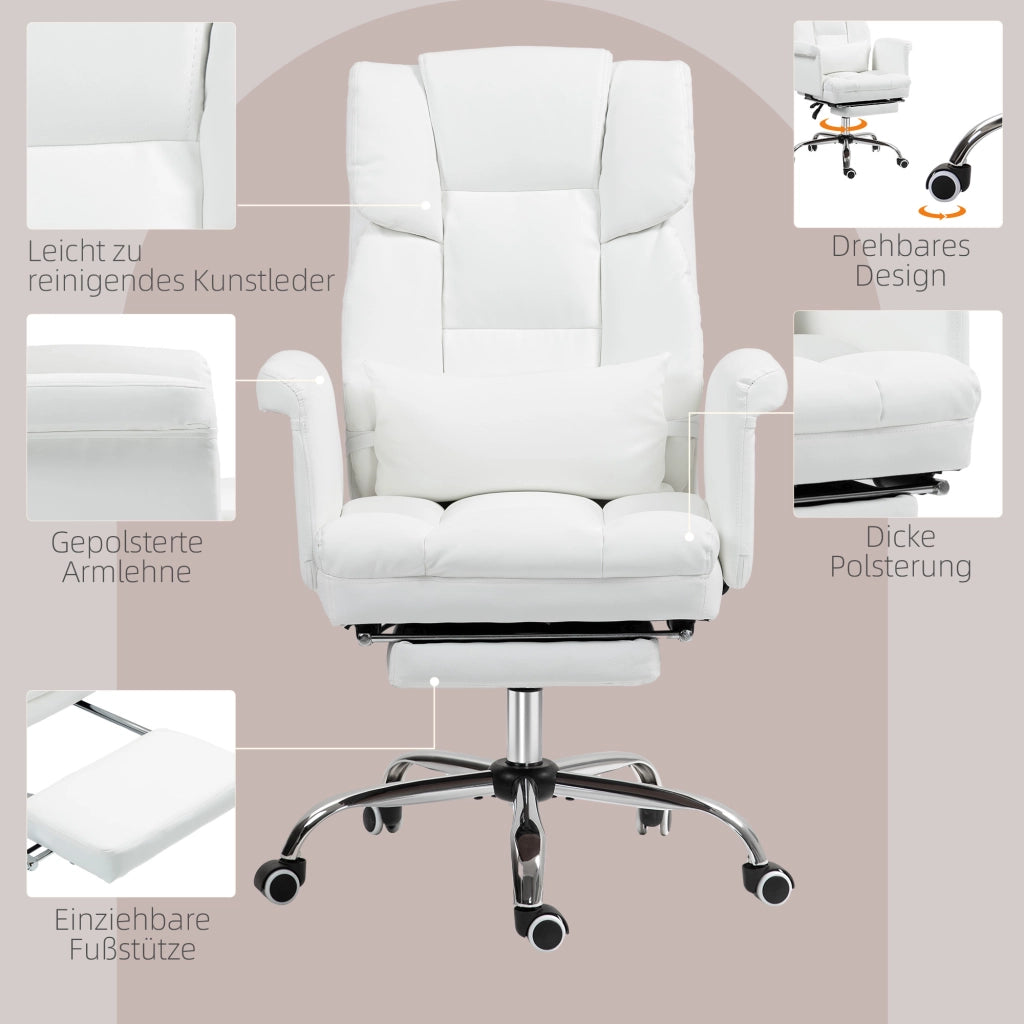 Sedia da Ufficio Ergonomica ¨C zephmum ¨C Bianco, Schienale Regolabile, Altezza 48-56 cm