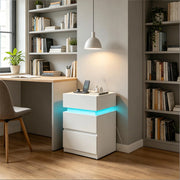 Comodino con luce a LED e prese integrate, set da 2