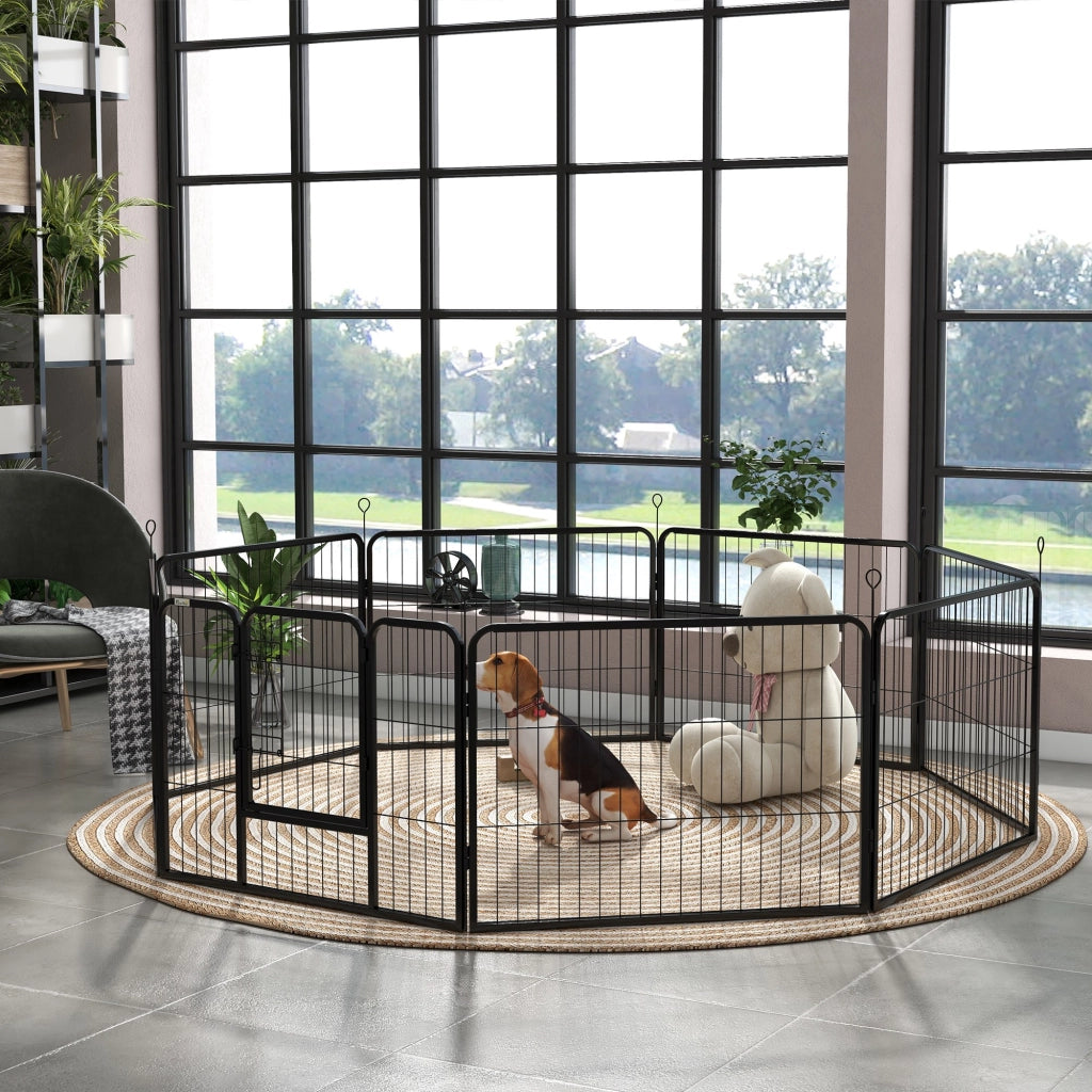 Recinto per Cani 8 Pannelli ¨C Minimal ¨C Nero 80x60 cm