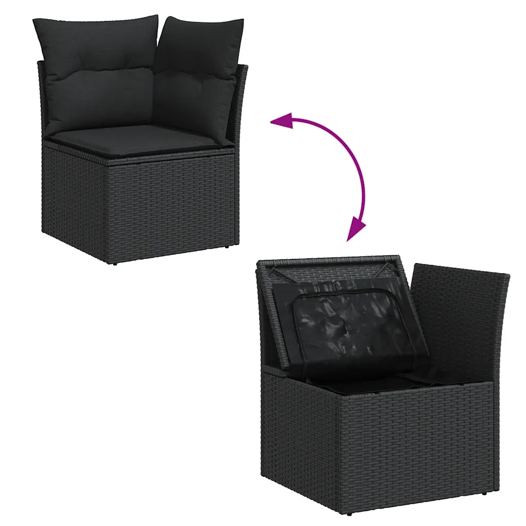 Set Divani da Giardino con Cuscini 7pz Nero Polyrattan 3327282