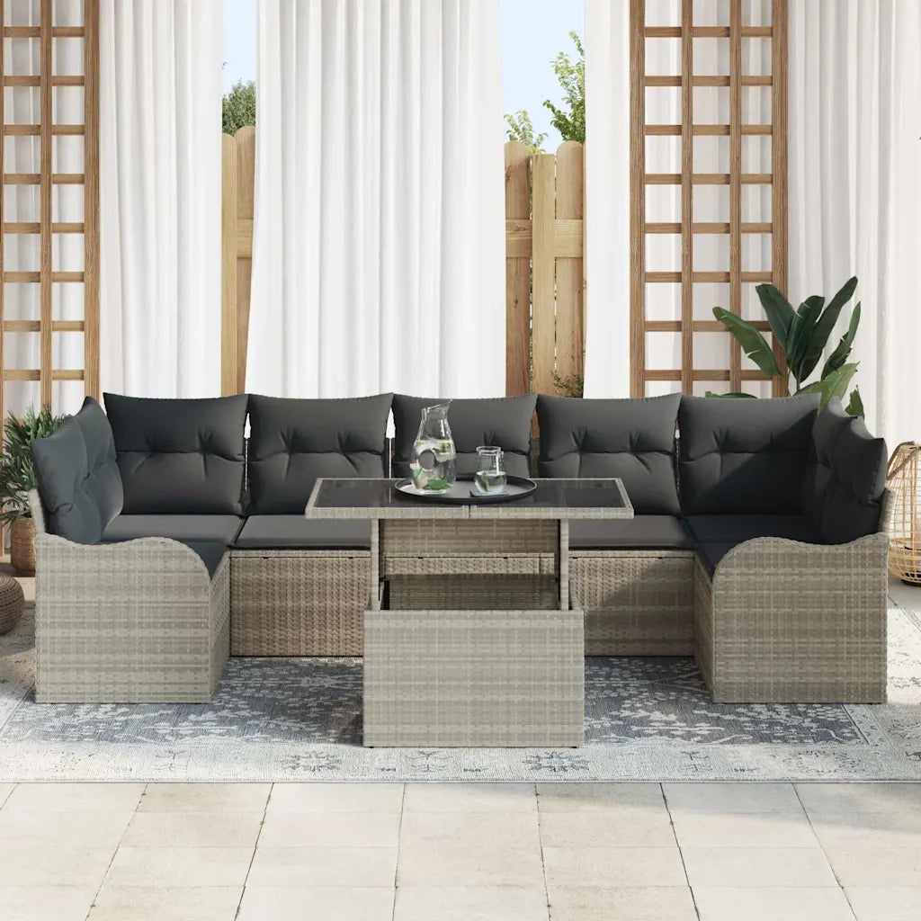 Set Divano da Giardino con cuscino 8 pcs Grigio chiaro 3357155