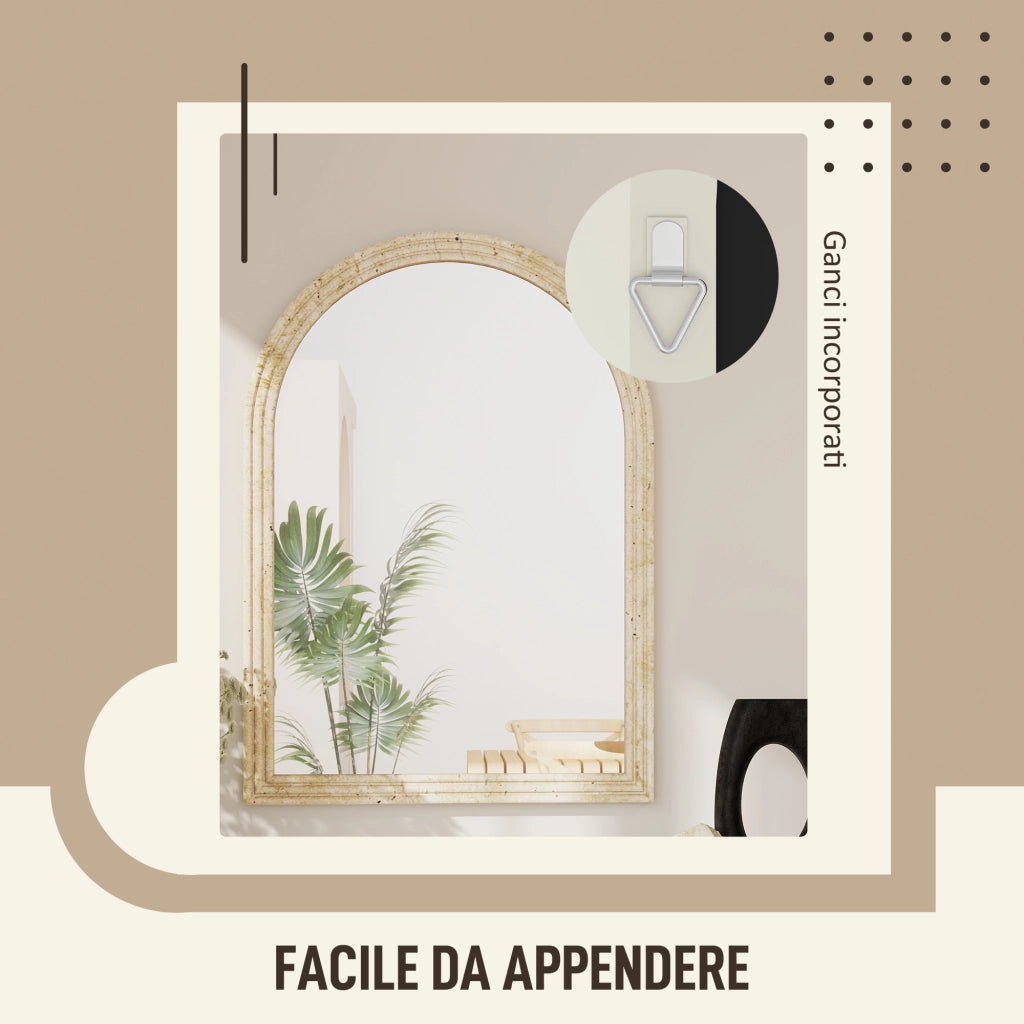 Specchio da Parete con Ganci ¨C Minimal ¨C Beige 50x2x70 cm