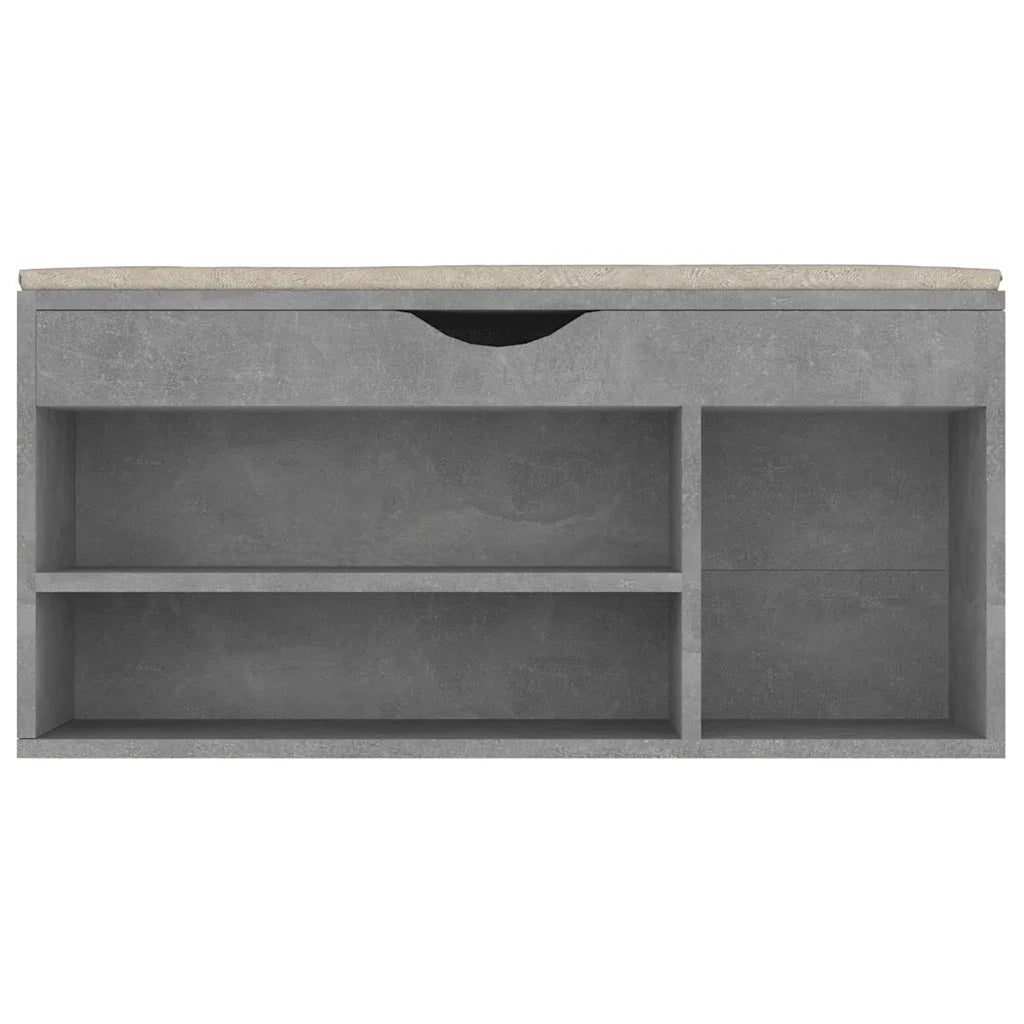 Panca-Sgabello Scarpe con Cuscino Grigio Cemento 104x30x49cm Multistrato