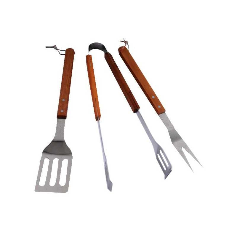 Posate Barbecue pz. 3 Manico Legno Inx Lapillo 00647