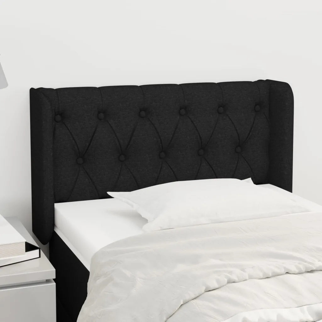 Testiera ad Orecchio-Testata con Orecchie Nera 83x16x78/88 cm in Tessuto 910494