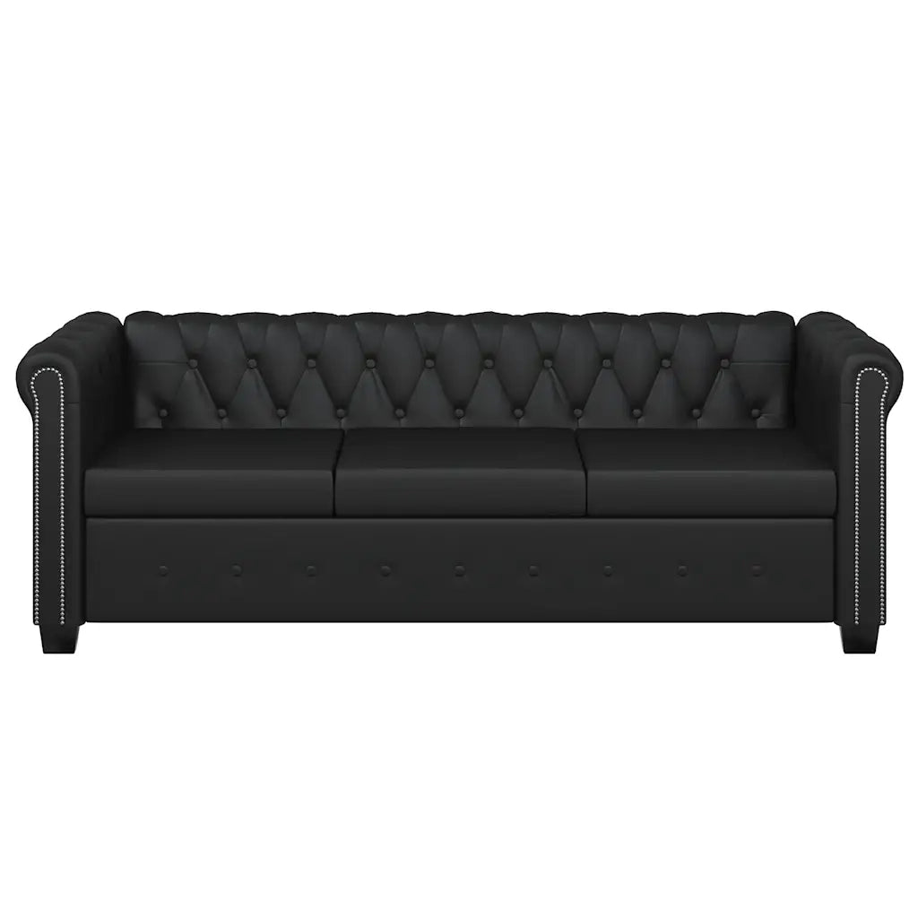 Divani Chesterfield a 2 Posti e a 3 Posti in Similpelle Nero
