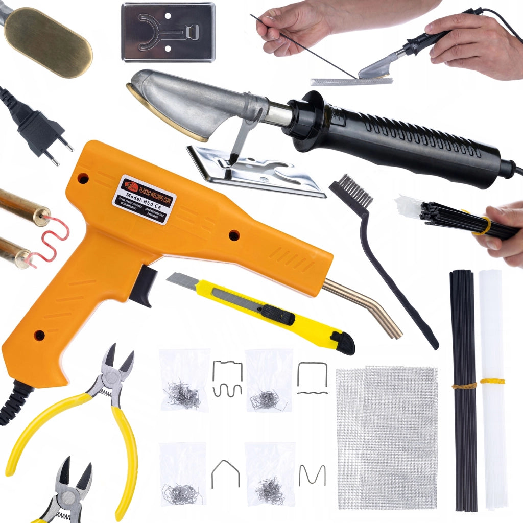 Saldatore per Plastica con Set di Reti e Graffettatrice – Design Ergonomico, 200 Graffette, 230V, 50W, 750°C, Valigetta