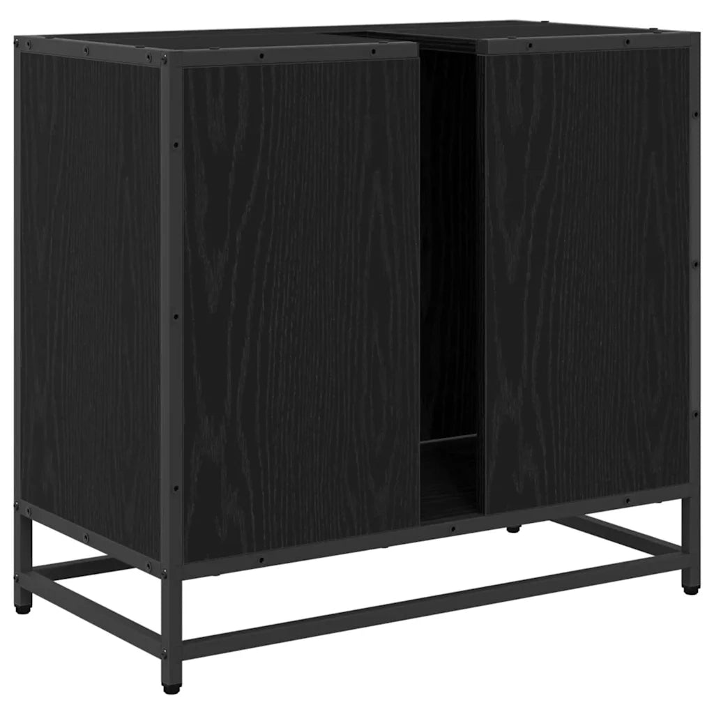 Mobile Lavabo | Armadio per Lavabo da Bagno Rovere Nero 65 x 33 x 60 cm