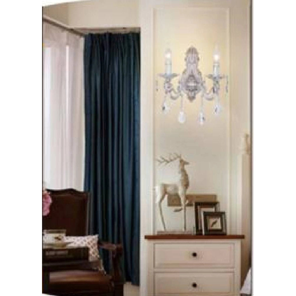 Trade Shop - Applique Parete Muro Classica 2 Bracci Attacco E14 Con Cristalli Pendenti E01-2 -