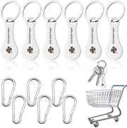 Set di apertura del carrello con 6 chiavi - Chiavi in acciaio inox - Chiave a muro - Design a forma di foglia di quercia - Chiave a molla - Duraturo e pratico - Barca del supermercato