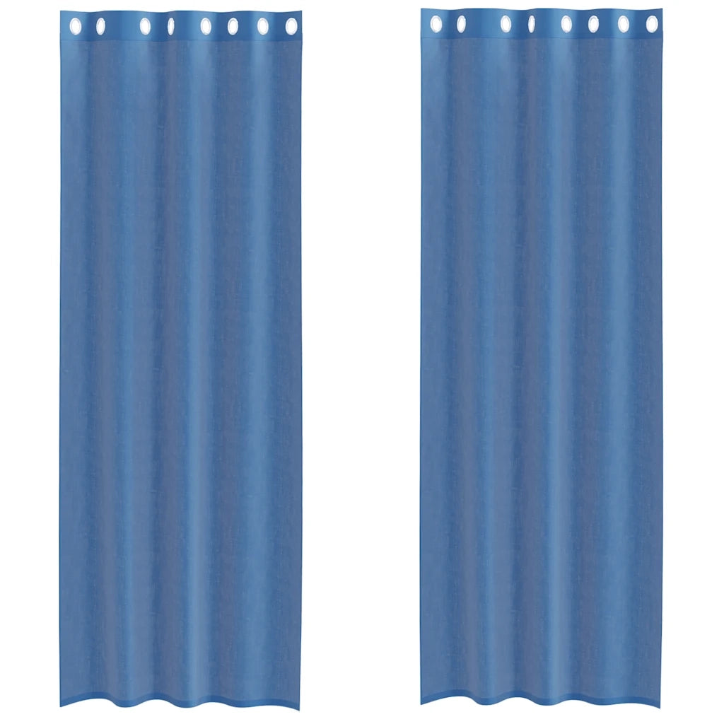 Tende in Voile con Occhielli 2 pz Blu Reale