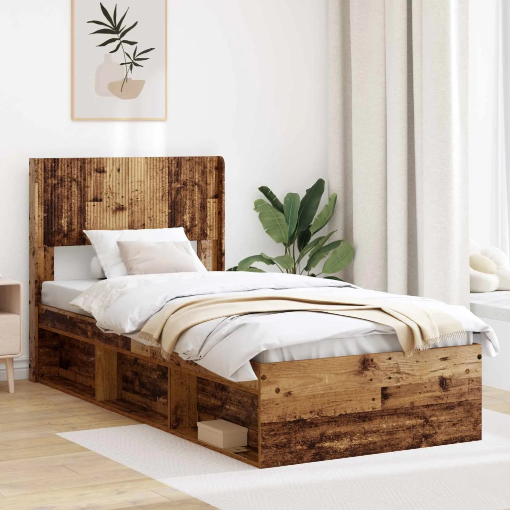 Struttura del letto con stoccaggio e testata Legno antico 3414273