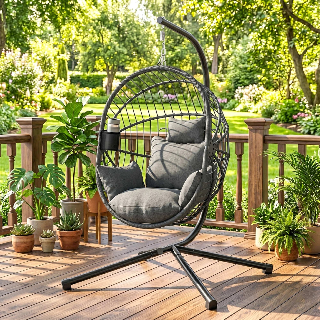 Poltrona dondolo ovale sospesa ¨C Minimal ¨C grigio