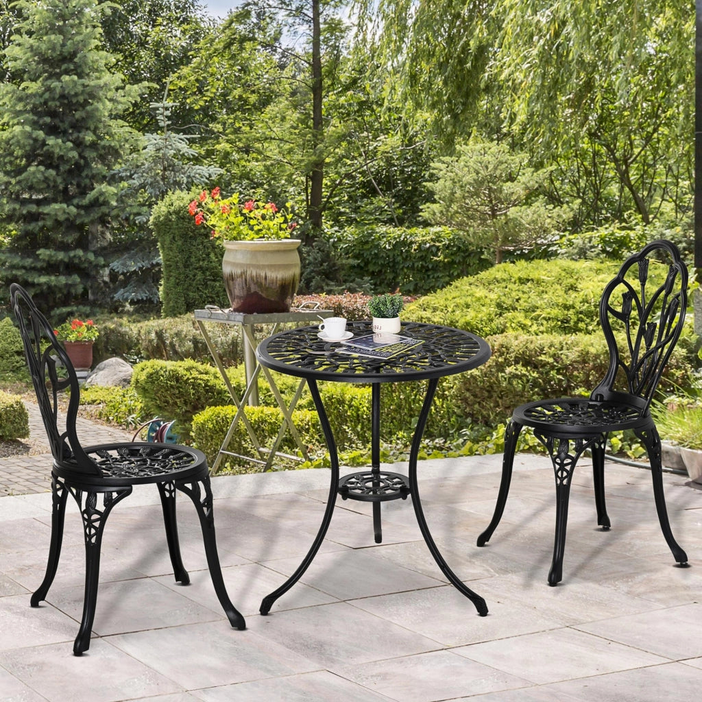Set da Giardino 3 Pezzi con Tavolino e Sedie ¨C Minimal ¨C Nero Alluminio