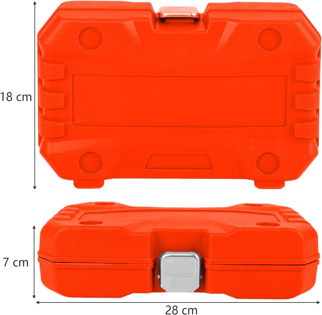 Set di Bussole per Pinze Freno da 16 Pezzi, Kit di Attrezzi per la Regolazione dei Freni con Chiave di Trasmissione da 1/2”, Compatibile con Vari Veicoli, 28 x 7 x 18 cm (Arancione)
