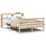 Letto matrimoniale | Letto per adulti | Giroletto con Testiera 140x200 cm in Legno Massello di Pino