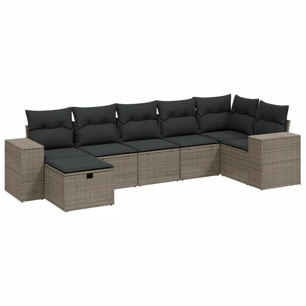 Set Divani da Giardino 7pz con Cuscini Grigio Chiaro Polyrattan 3264438