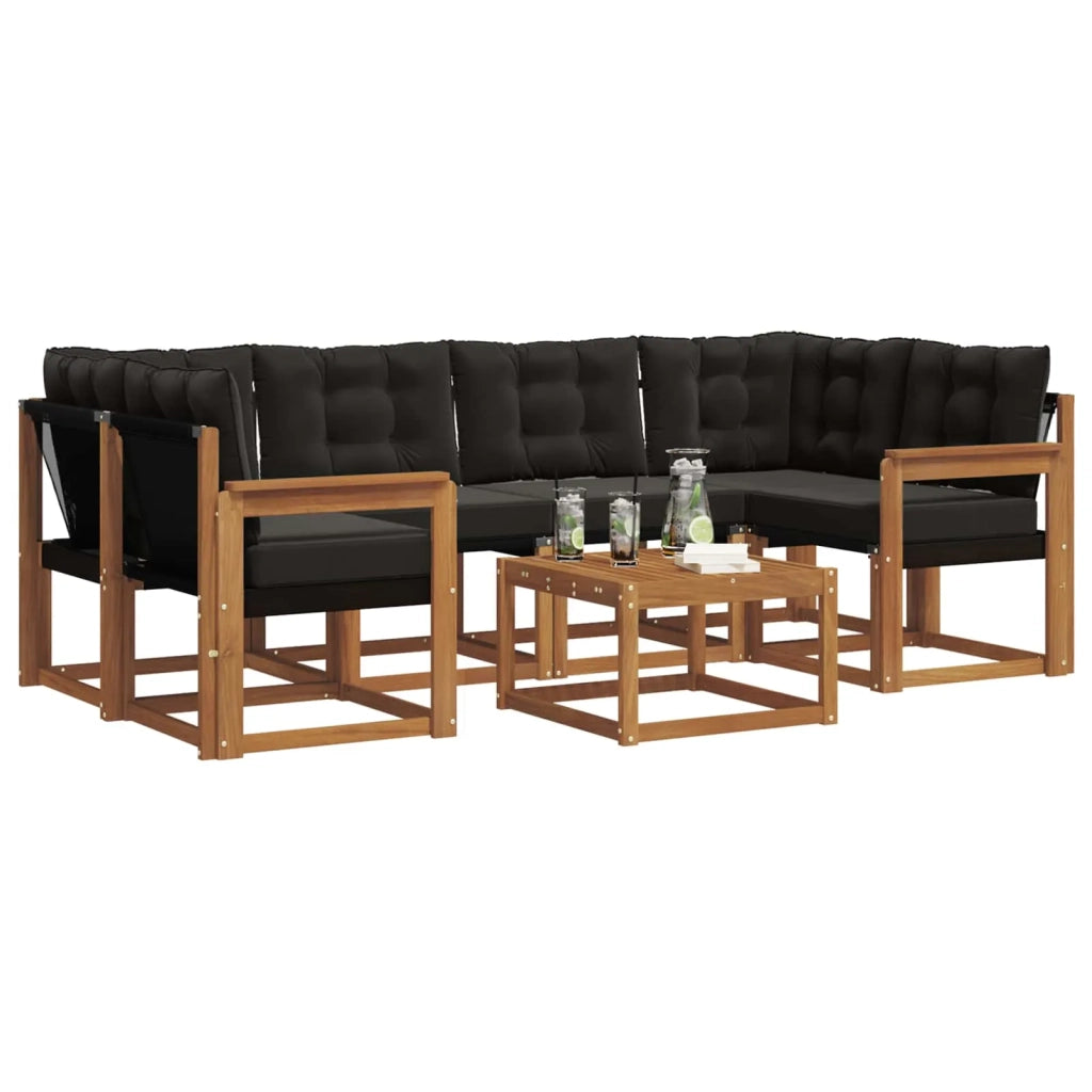 Set di divani da esterno con cuscino 7 pcs Naturale e Nero 3368443