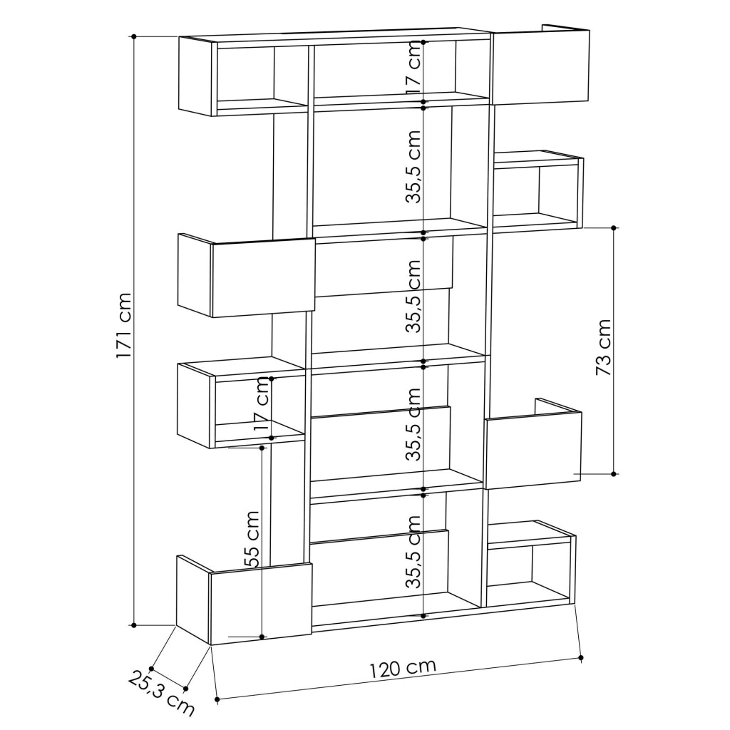 Libreria in legno "Niho" 120 x 27 x 171 cm - Bianco