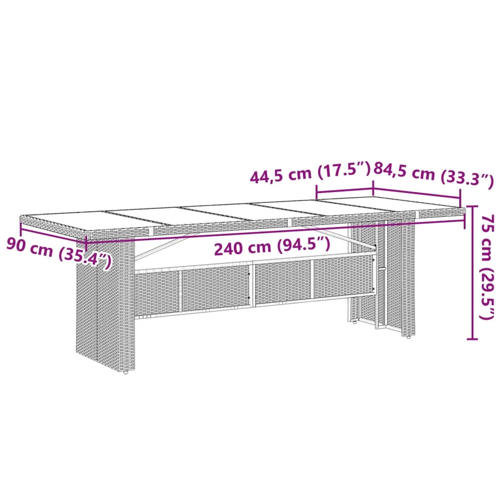 Set da Pranzo da Giardino 11 pz con Cuscini in Polyrattan Nero 3277532