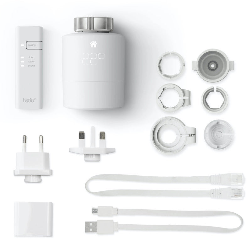 TADO Valvola termostatica kit di base V3+. Valvola termostatica smart. Controllo tramite app. impianto centralizzato