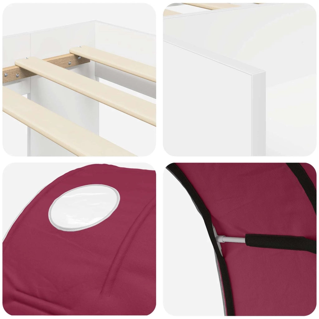 Letto alto per Bambini | Letto Infantile | Lettino con storage Bianco e Rosso