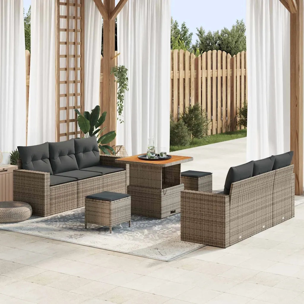 Set Divano da Giardino con cuscino 9 pcs Grigio 3363518