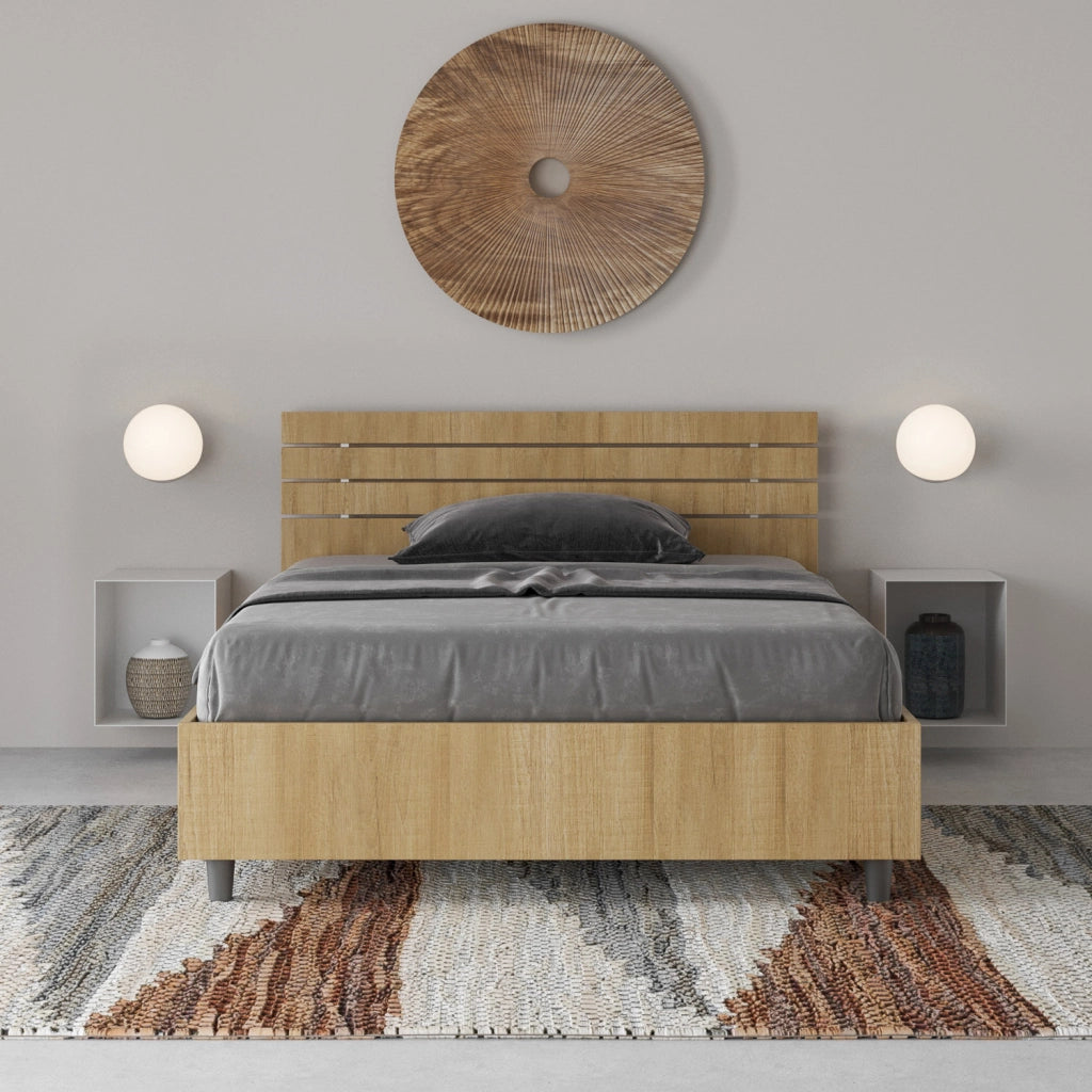 BS COM Letto una piazza e mezza con rete 120x190 testata inclinata con doghe quercia