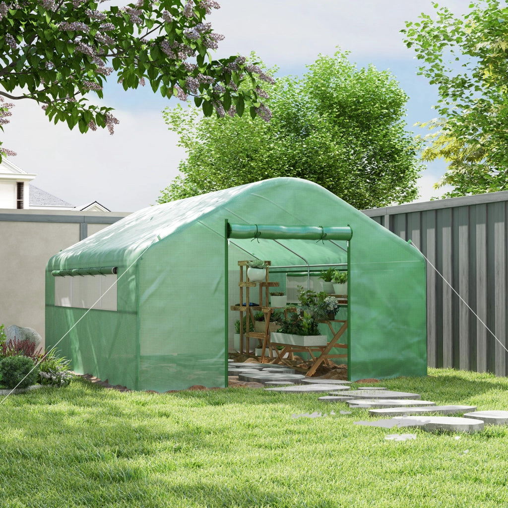 Serra da giardino 4x3x2m con porte avvolgibili e finestroni ¨C zephmum ¨C verde
