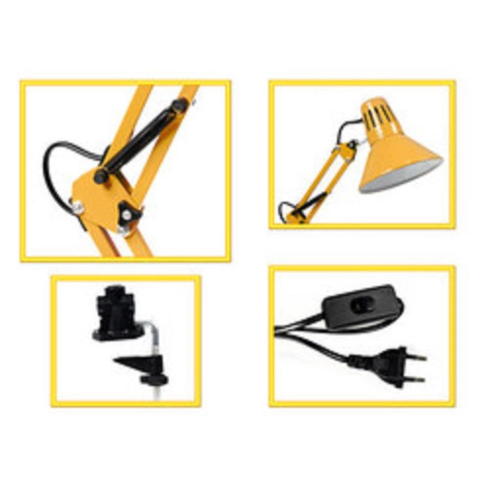 Trade Shop - Lampada Da Scrivania Con Braccio Snodabile Attacco E27 Luce Tavolo Per Ufficio - Giallo